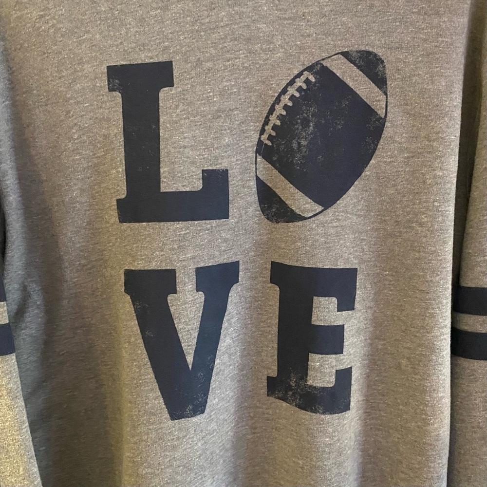 NWT. Fifth Sun Gray hoodie top with Navy Accents - Picture 2 of 8